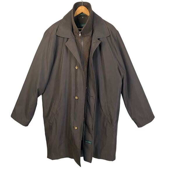 Lauren Ralph Lauren Coat Men Size 44L Zip Up Button Up Nylon‎ Wool Blend Outdoor - Picture 1 of 16